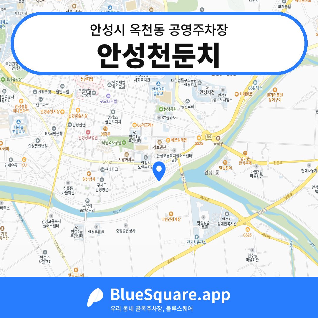 안성천둔치 위치 지도 — 경기 안성시 옥천동 | 블루스퀘어 주차