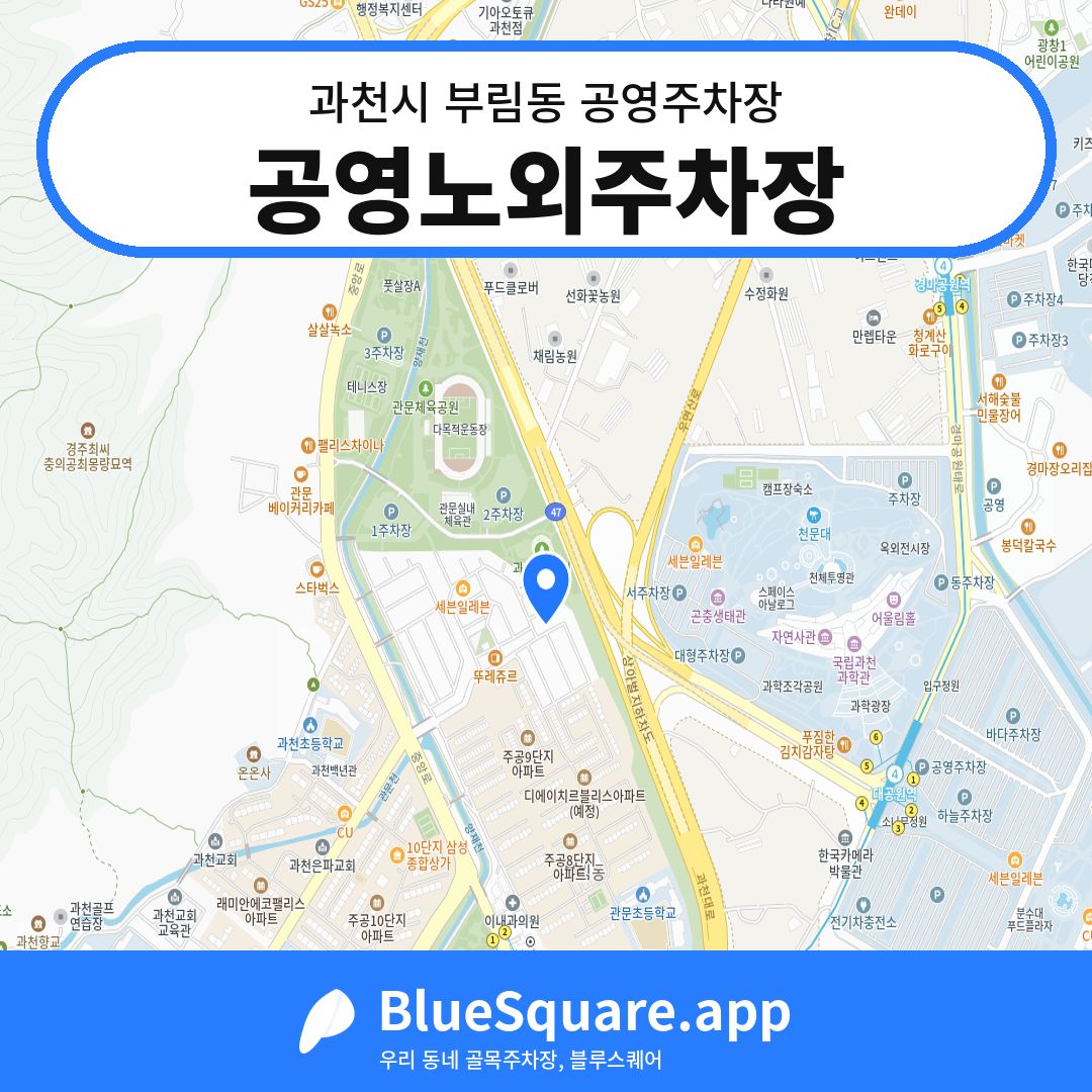 공영노외주차장 위치 지도 — 경기 과천시 부림동 | 블루스퀘어 주차