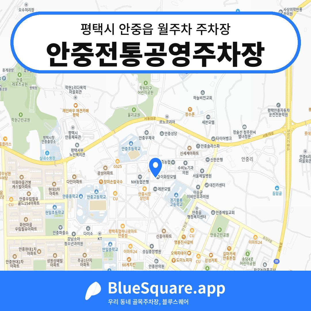 안중전통공영주차장 위치 지도 — 경기 평택시 안중읍 | 블루스퀘어 주차