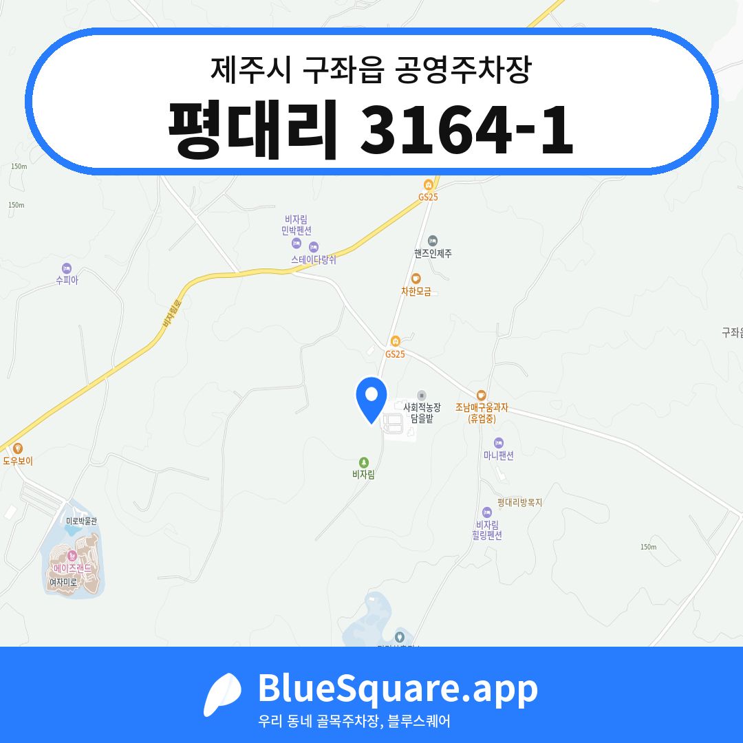평대리 3164-1 위치 지도 — 제주 제주시 구좌읍 | 블루스퀘어 주차