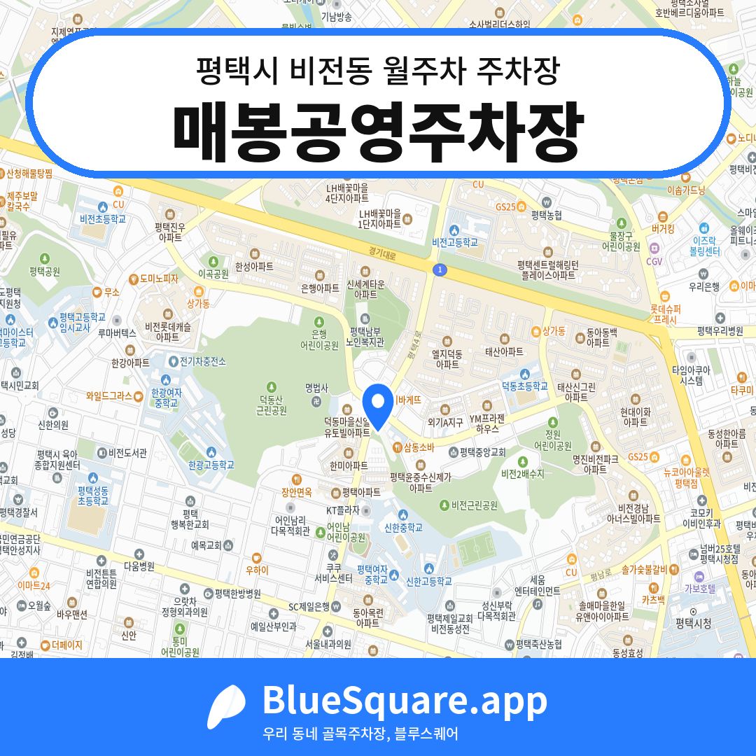 매봉공영주차장 위치 지도 — 경기 평택시 비전동 | 블루스퀘어 주차