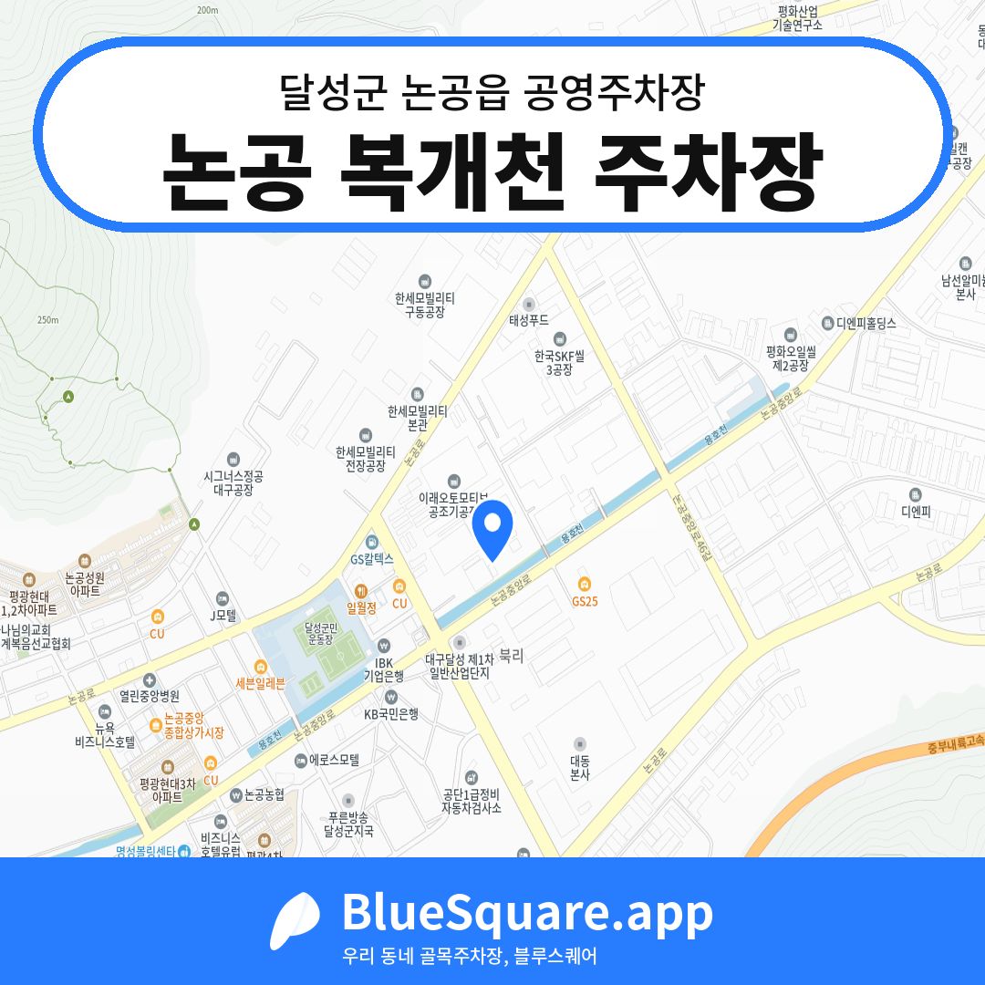 논공 복개천 주차장 위치 지도 — 대구 달성군 논공읍 | 블루스퀘어 주차