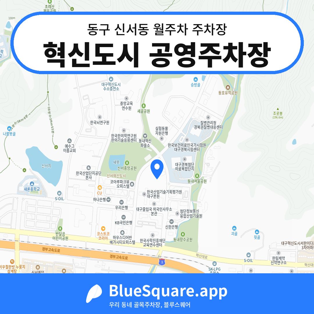 혁신도시 공영주차장 위치 지도 — 대구 동구 신서동 | 블루스퀘어 주차