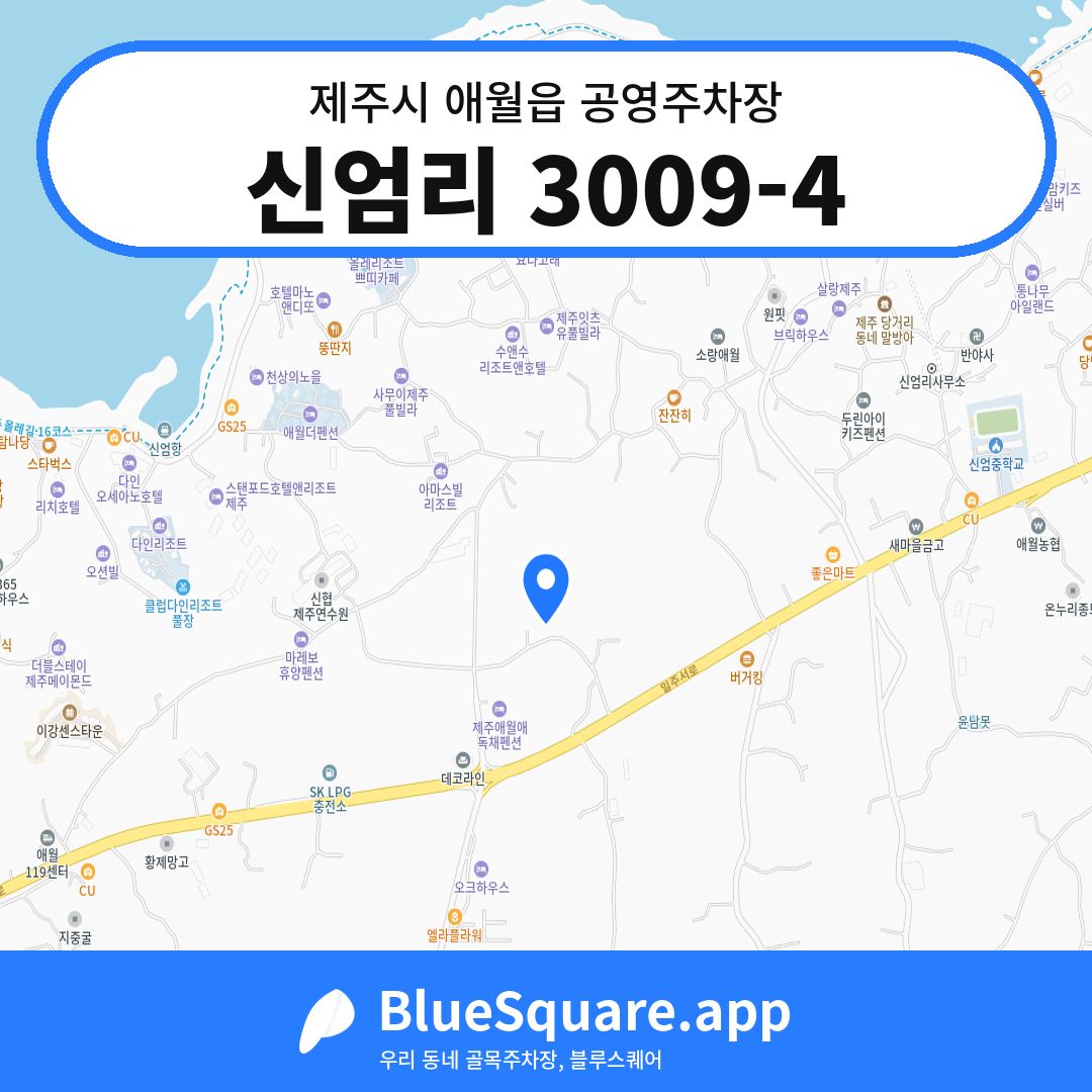 신엄리 3009-4 위치 지도 — 제주 제주시 애월읍 | 블루스퀘어 주차