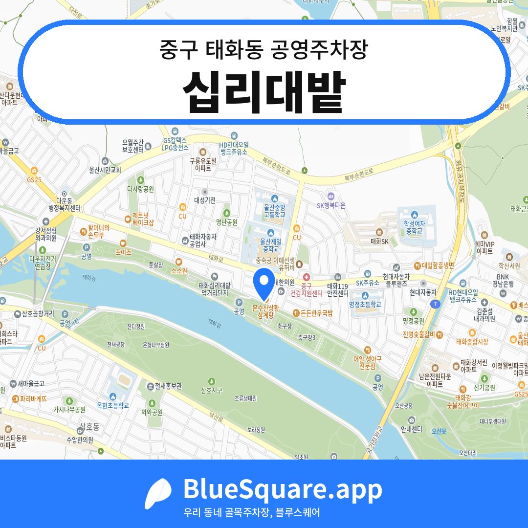 십리대밭 위치 지도 — 울산 중구 태화동 | 블루스퀘어 주차