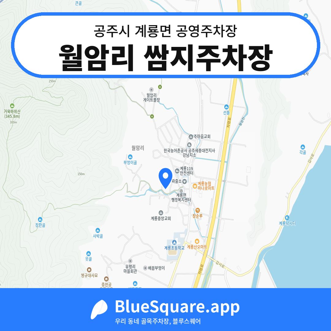 월암리 쌈지주차장 위치 지도 — 충남 공주시 계룡면 | 블루스퀘어 주차