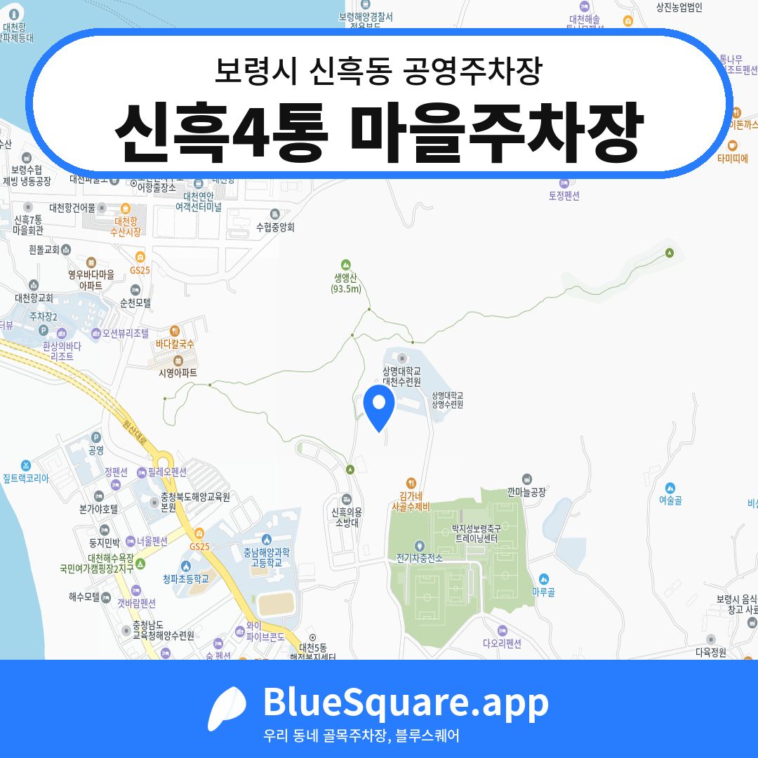 신흑4통 마을주차장 위치 지도 — 충남 보령시 신흑동 | 블루스퀘어 주차