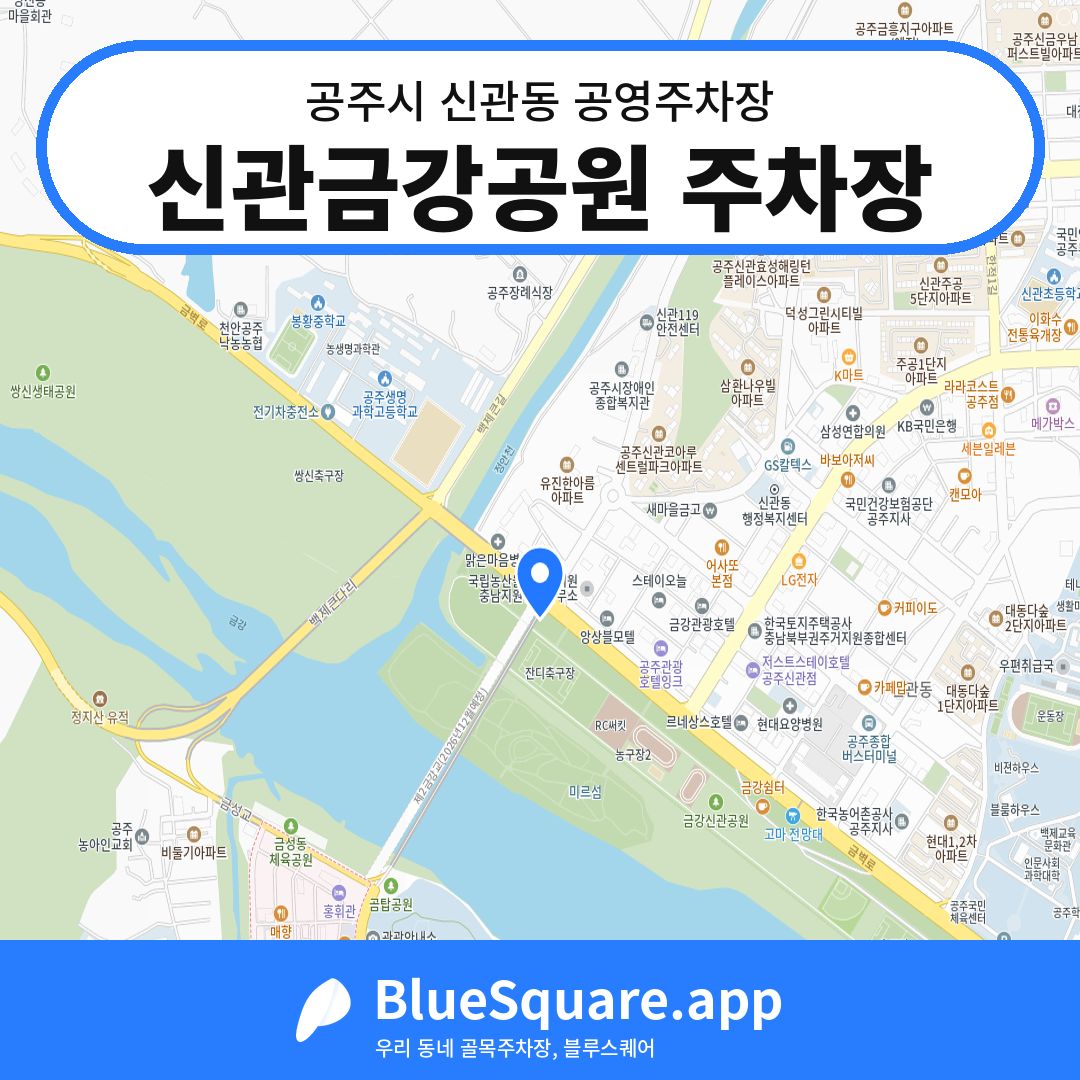 신관금강공원 주차장 위치 지도 — 충남 공주시 신관동 | 블루스퀘어 주차
