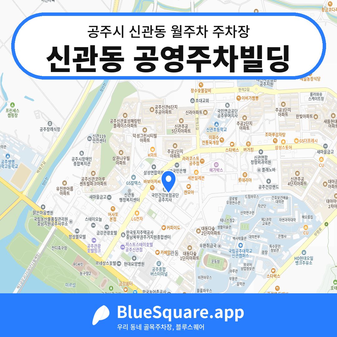 신관동 공영주차빌딩 위치 지도 — 충남 공주시 신관동 | 블루스퀘어 주차