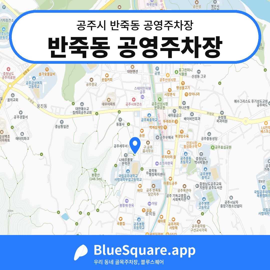 반죽동 공영주차장 위치 지도 — 충남 공주시 반죽동 | 블루스퀘어 주차