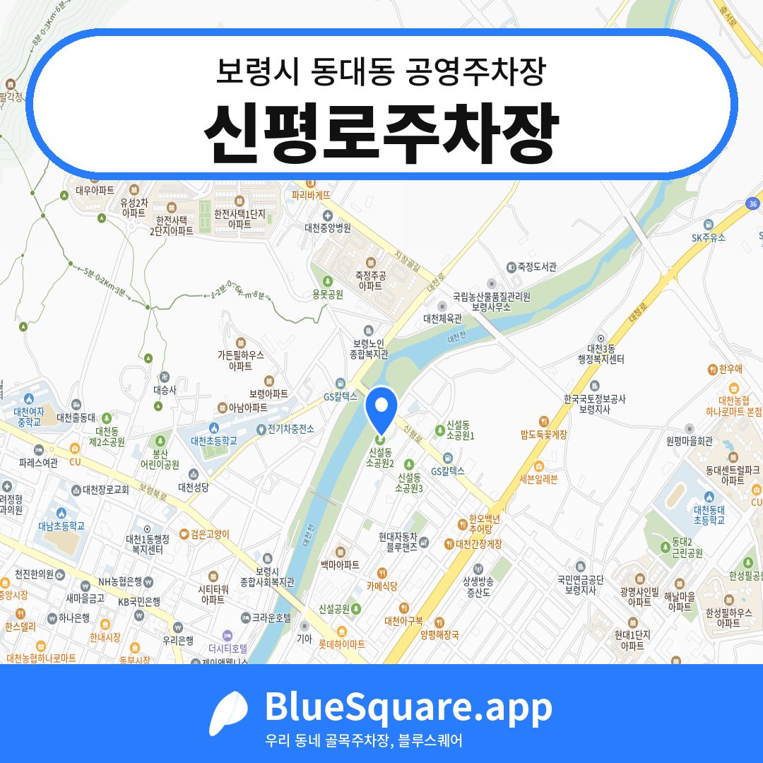 신평로주차장 위치 지도 — 충남 보령시 동대동 | 블루스퀘어 주차