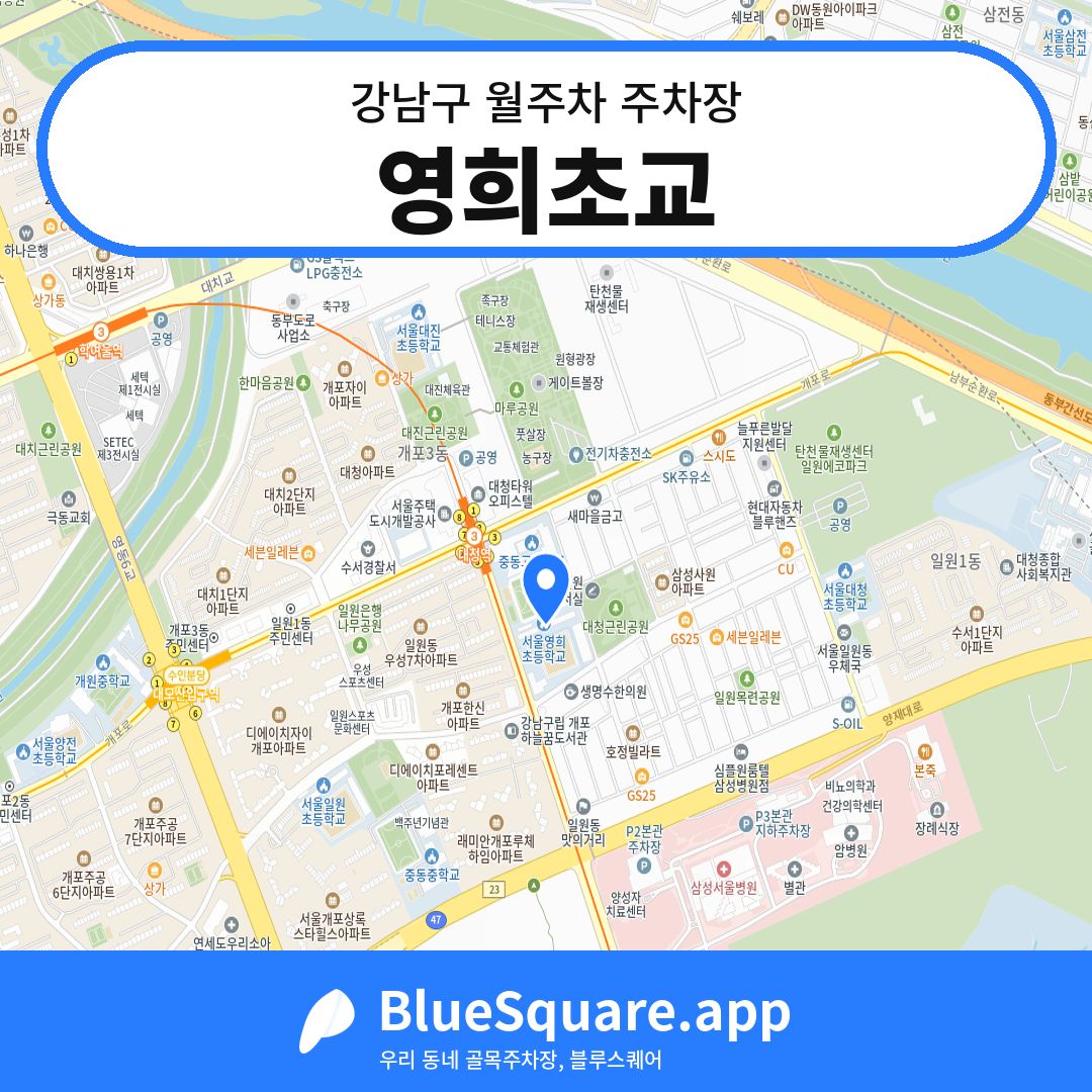 영희초교 위치 지도 — 서울 강남구 | 블루스퀘어 주차