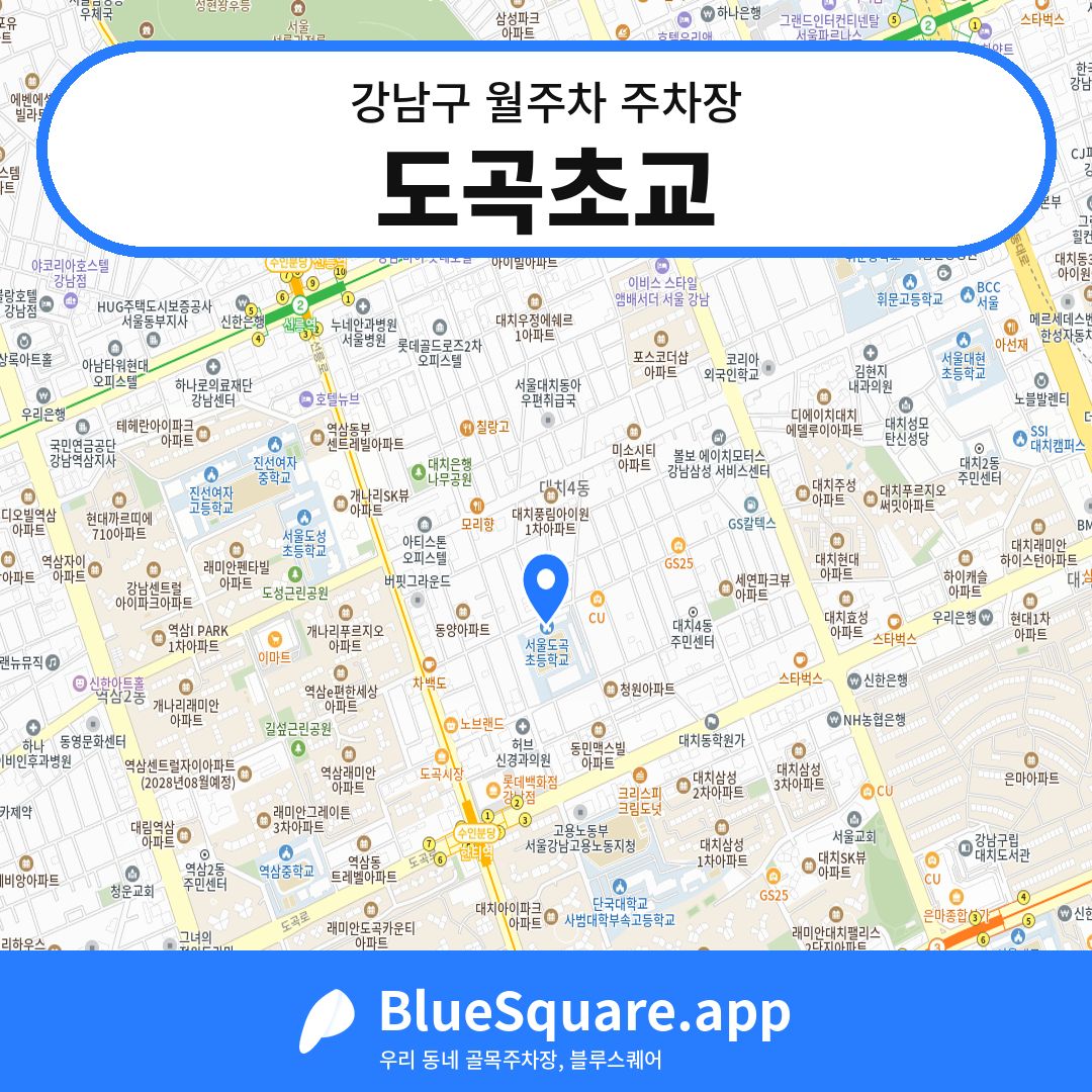 도곡초교 위치 지도 — 서울 강남구 | 블루스퀘어 주차