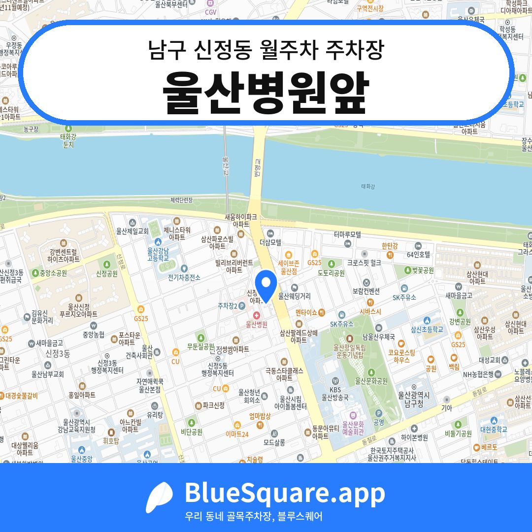 울산병원앞 위치 지도 — 울산 남구 신정동 | 블루스퀘어 주차