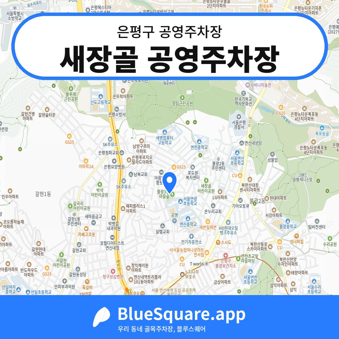 새장골 공영주차장 위치 지도 — 서울 은평구 | 블루스퀘어 주차