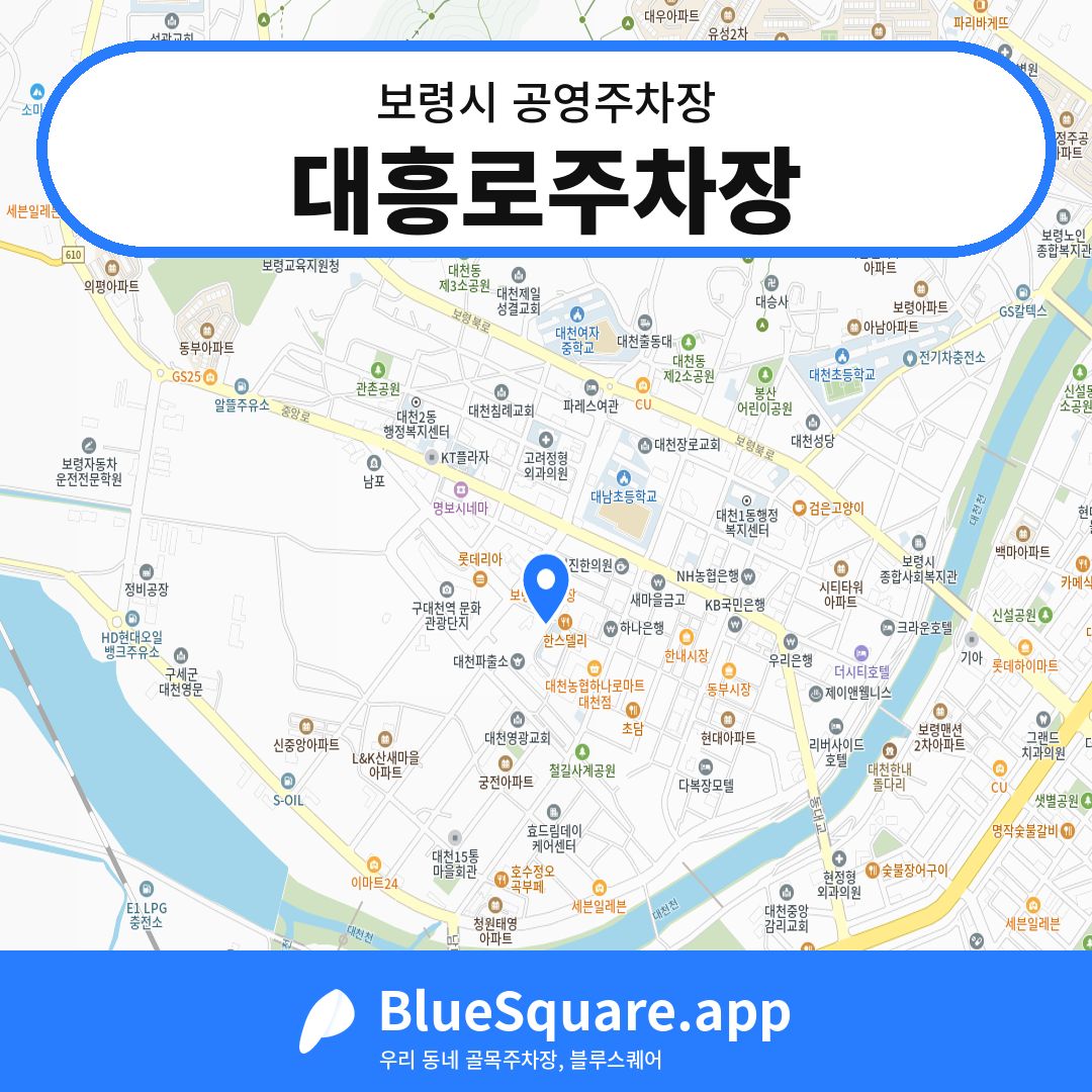 대흥로주차장 위치 지도 — 충남 보령시 | 블루스퀘어 주차