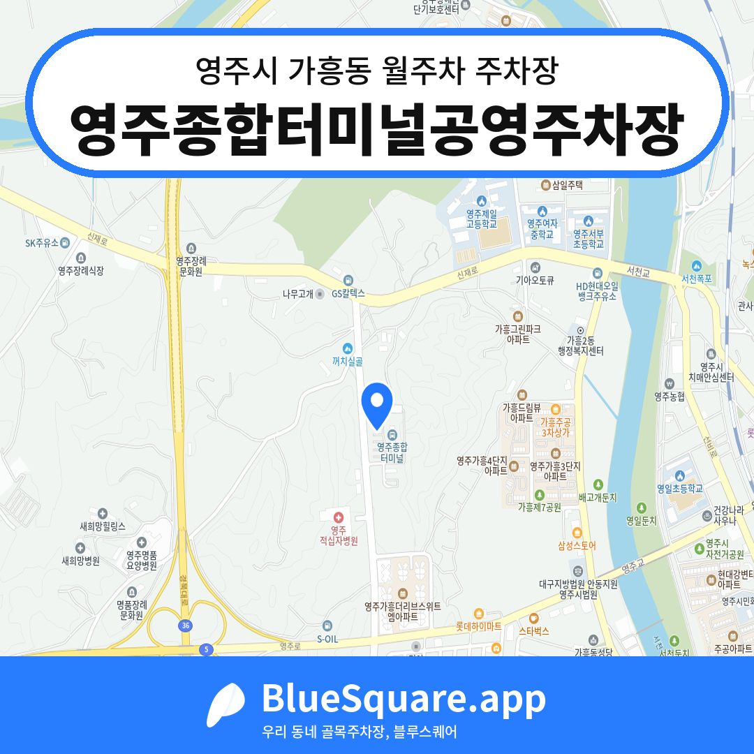 영주종합터미널공영주차장 위치 지도 — 경북 영주시 가흥동 | 블루스퀘어 주차