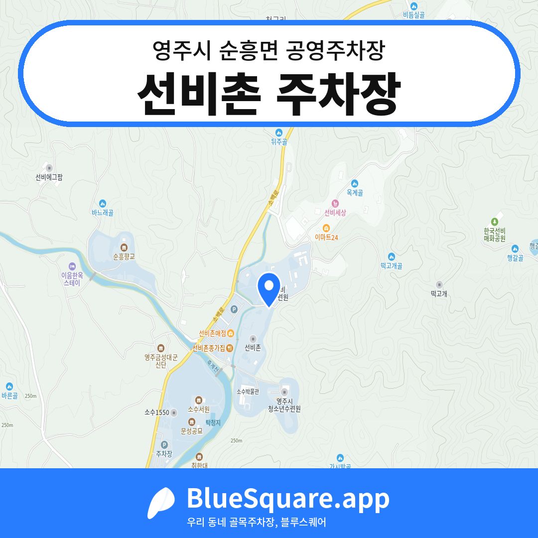선비촌 주차장 위치 지도 — 경북 영주시 순흥면 | 블루스퀘어 주차