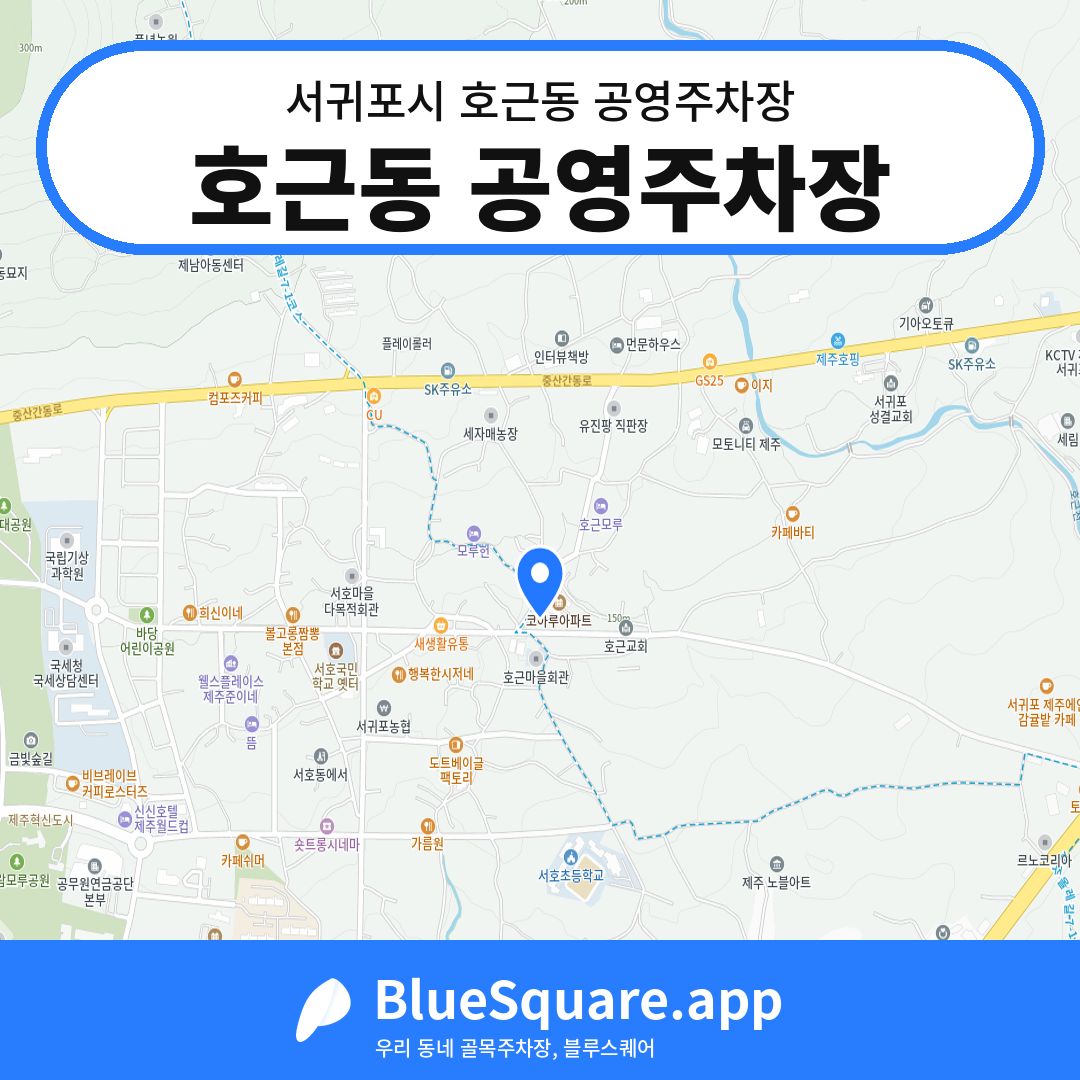 호근동 공영주차장 위치 지도 — 제주 서귀포시 호근동 | 블루스퀘어 주차