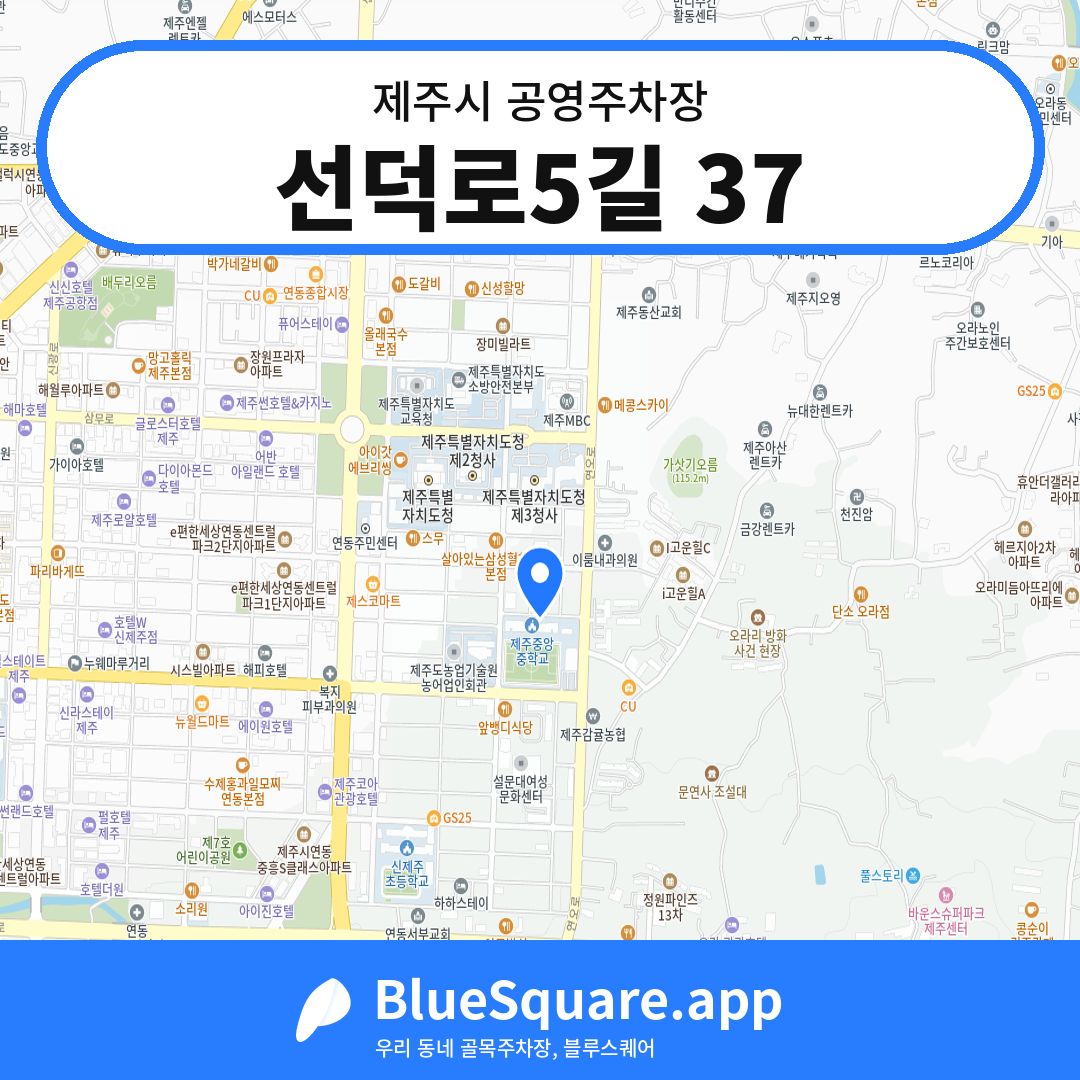 선덕로5길 37 위치 지도 — 제주 제주시 | 블루스퀘어 주차