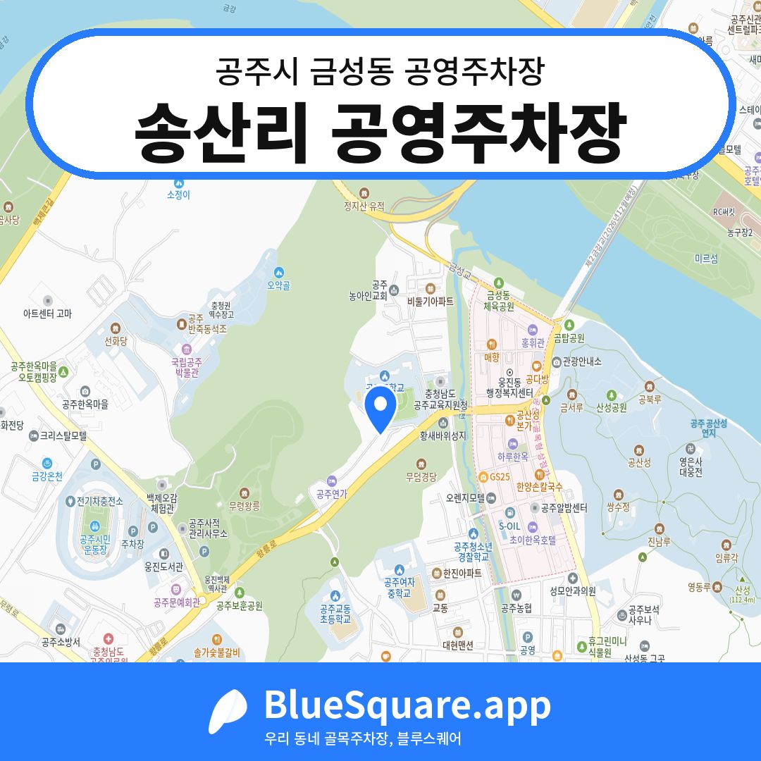 송산리 공영주차장 위치 지도 — 충남 공주시 금성동 | 블루스퀘어 주차