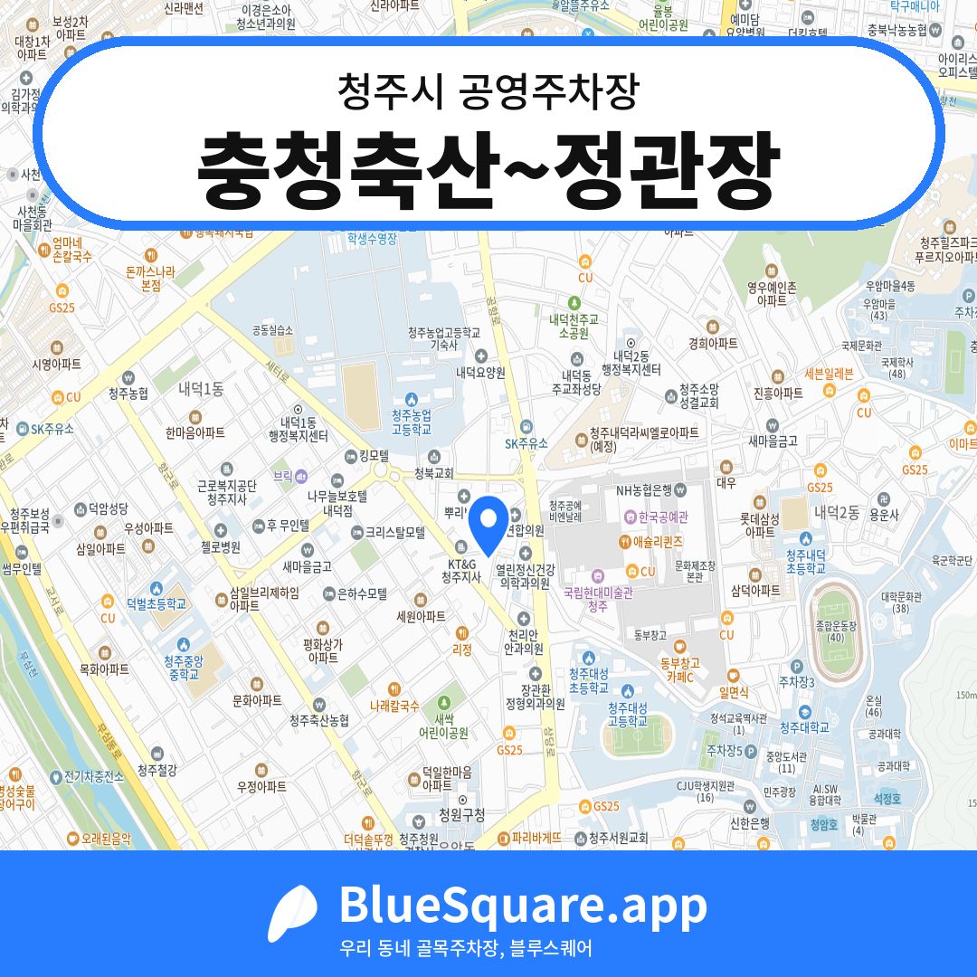 충청축산~정관장 위치 지도 — 충북 청주시 | 블루스퀘어 주차