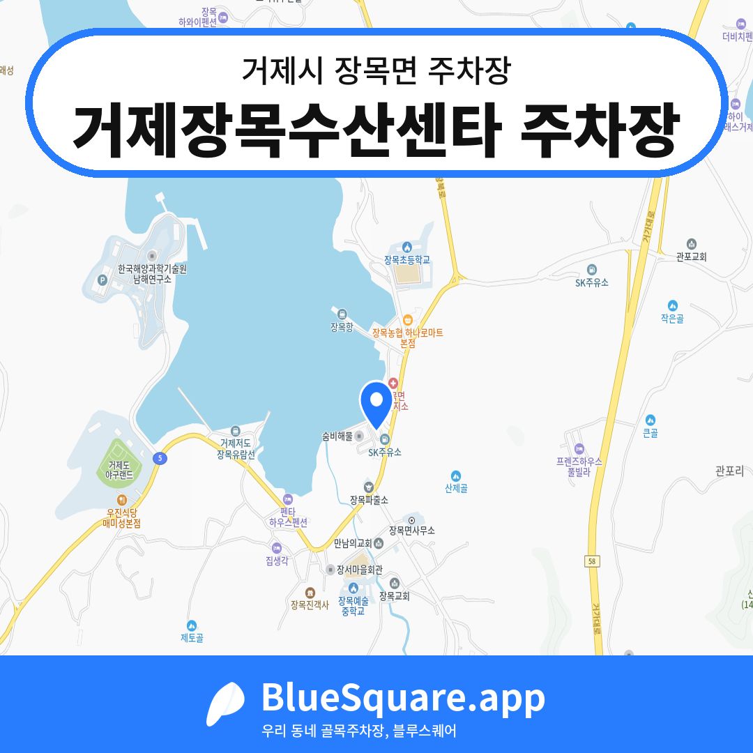 거제장목수산센타 주차장 위치 지도 — 경남 거제시 장목면 | 블루스퀘어 주차