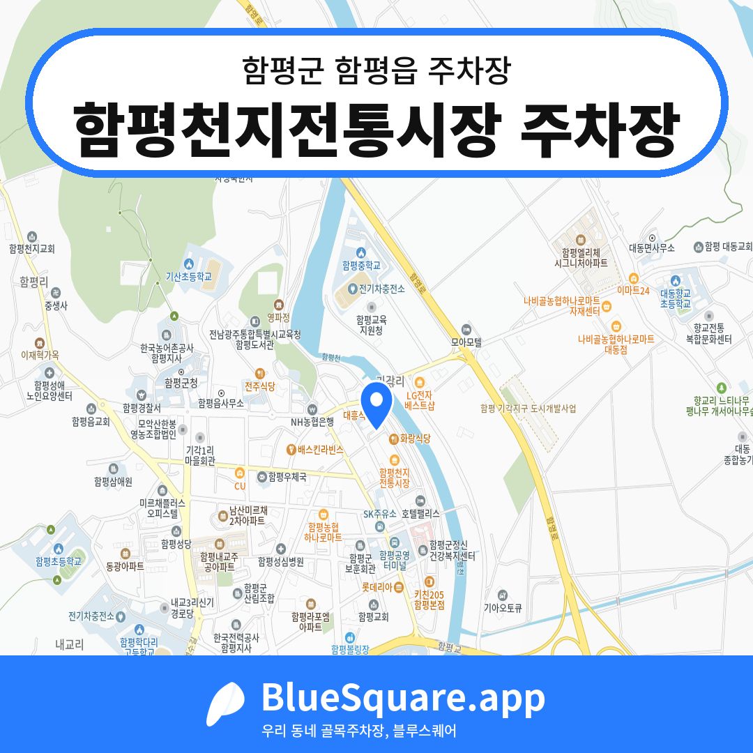 함평천지전통시장 주차장 위치 지도 — 전남 함평군 함평읍 | 블루스퀘어 주차
