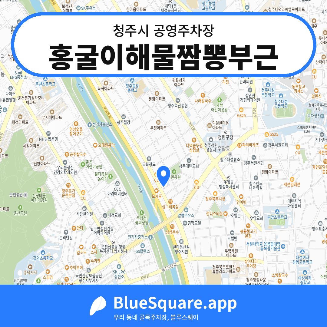 홍굴이해물짬뽕부근 위치 지도 — 충북 청주시 | 블루스퀘어 주차