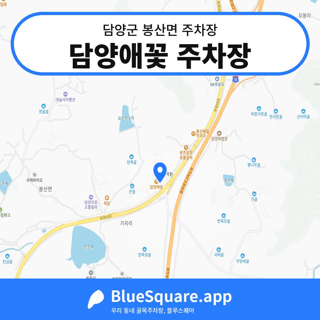 담양애꽃 주차장 위치 지도 — 전남 담양군 봉산면 | 블루스퀘어 주차