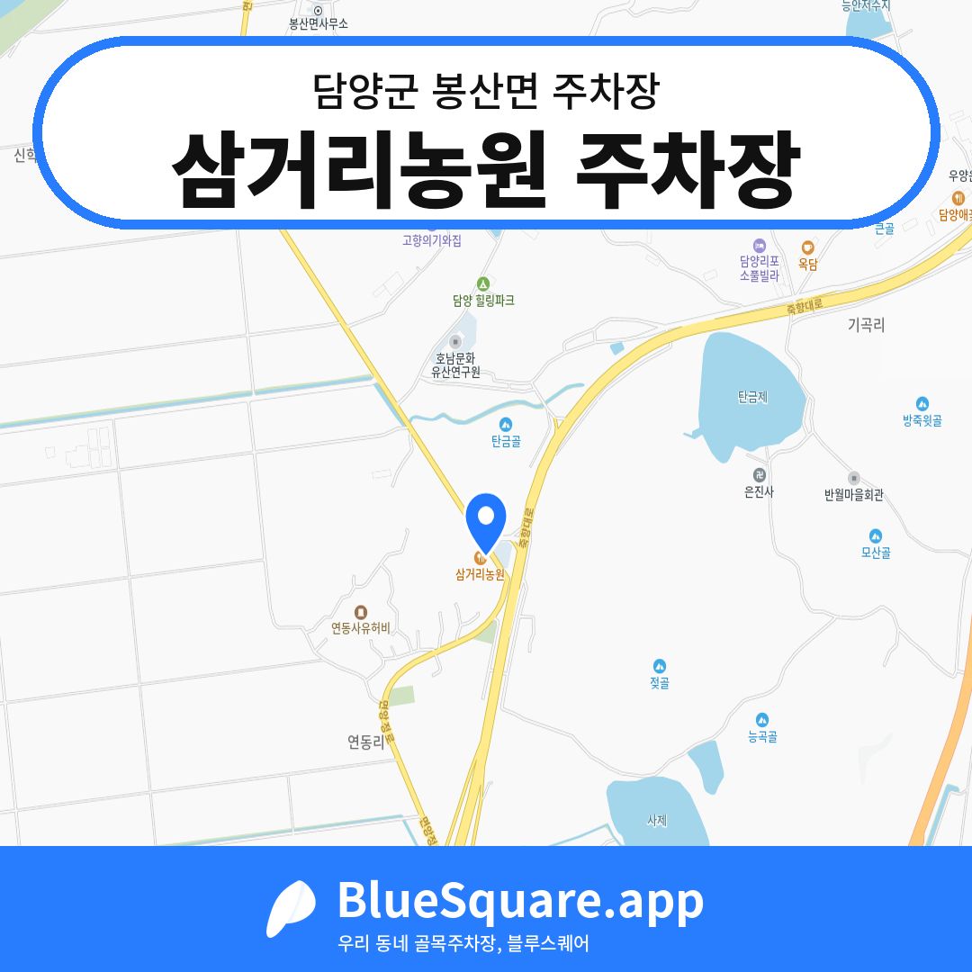 삼거리농원 주차장 위치 지도 — 전남 담양군 봉산면 | 블루스퀘어 주차