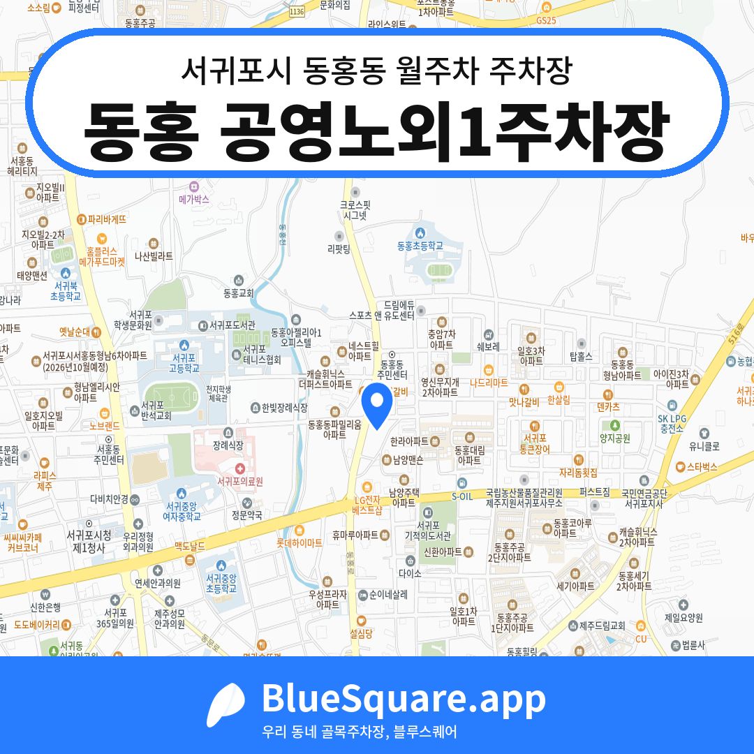 동홍 공영노외1주차장 위치 지도 — 제주 서귀포시 동홍동 | 블루스퀘어 주차