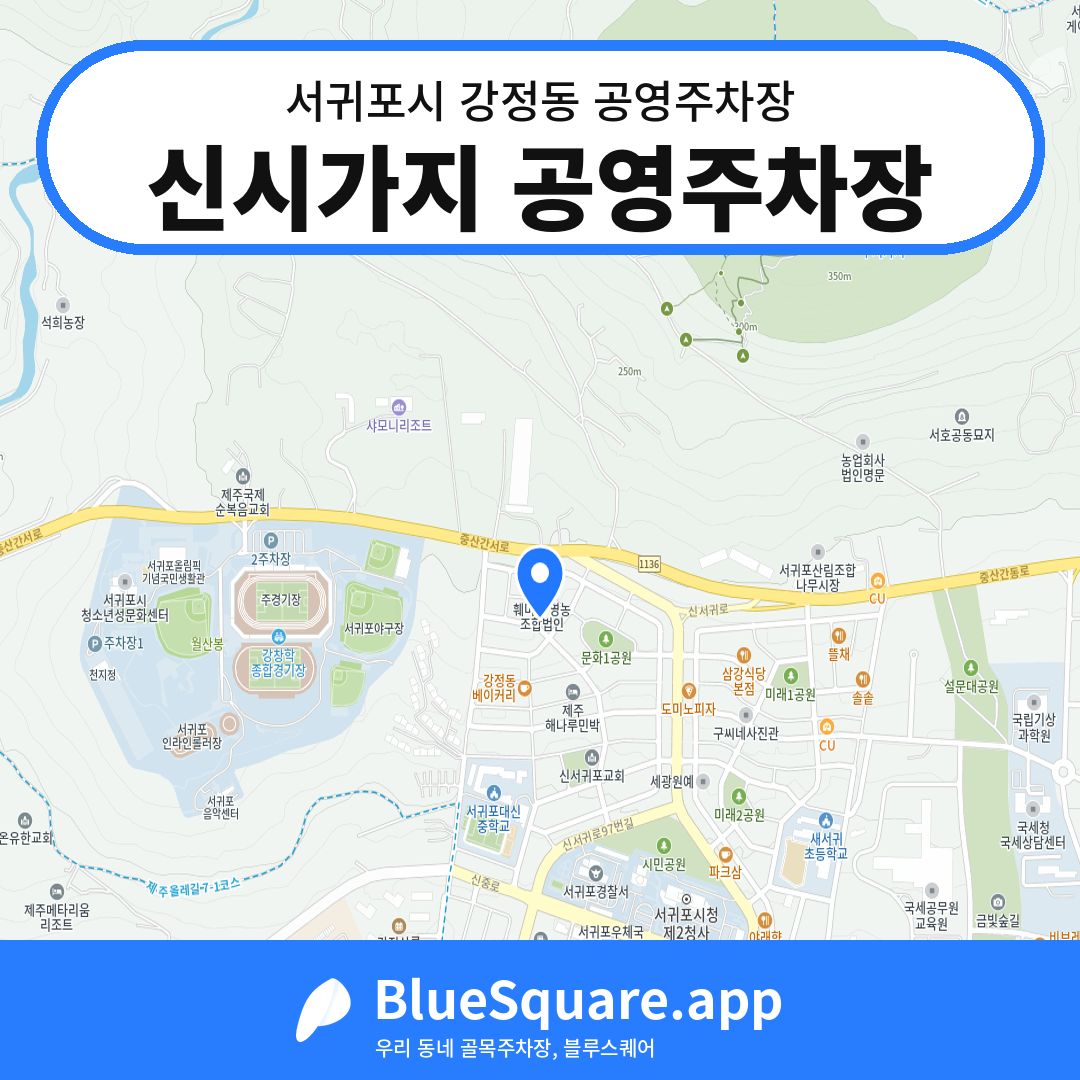 신시가지 공영주차장 위치 지도 — 제주 서귀포시 강정동 | 블루스퀘어 주차
