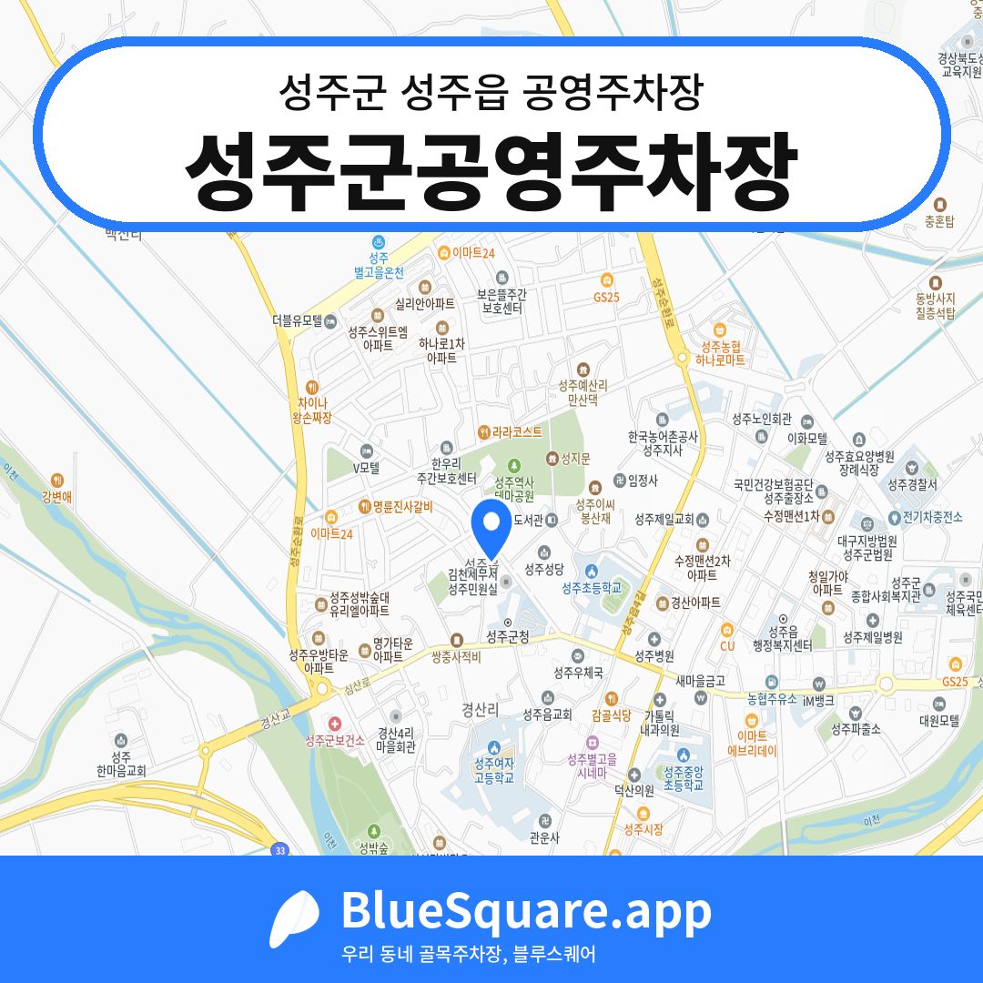 성주군공영주차장 위치 지도 — 경북 성주군 성주읍 | 블루스퀘어 주차