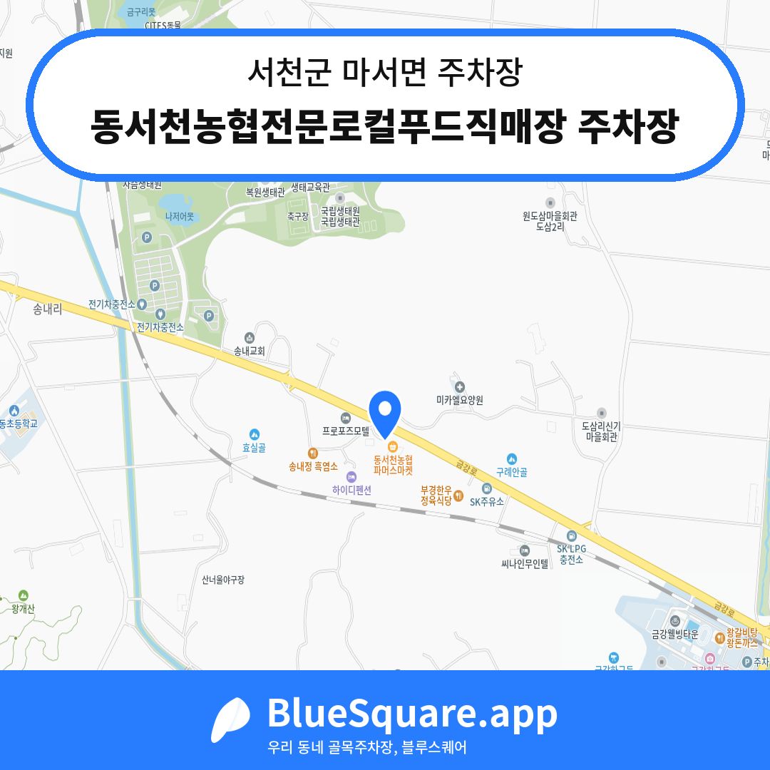 동서천농협전문로컬푸드직매장 주차장 위치 지도 — 충남 서천군 마서면 | 블루스퀘어 주차