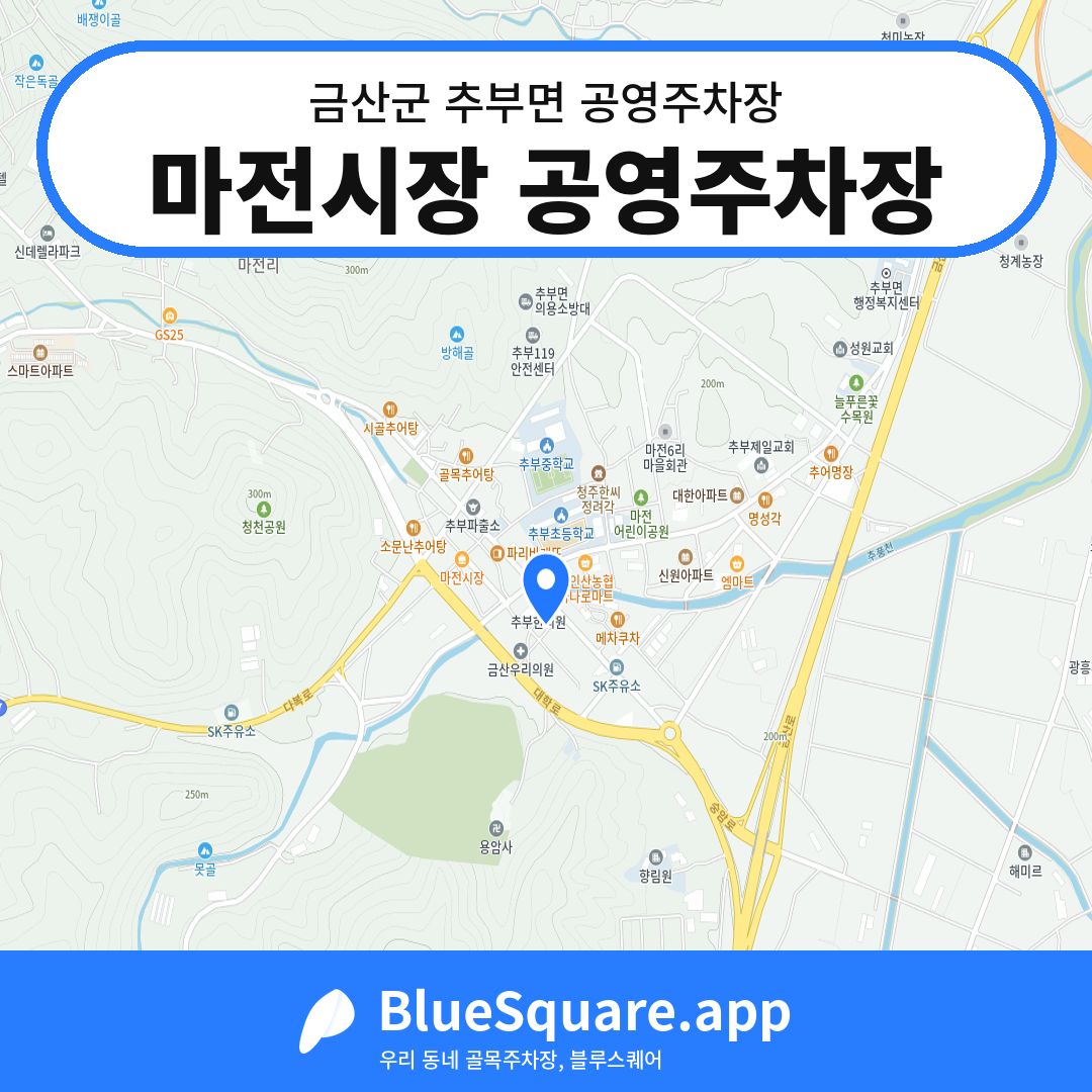 마전시장 공영주차장 위치 지도 — 충남 금산군 추부면 | 블루스퀘어 주차