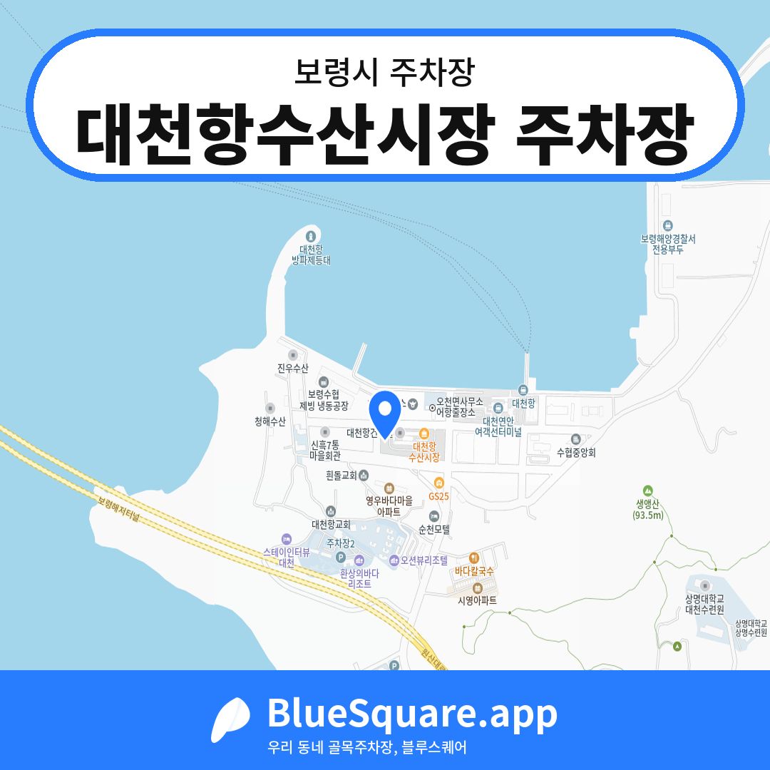 대천항수산시장 주차장 위치 지도 — 충남 보령시 | 블루스퀘어 주차