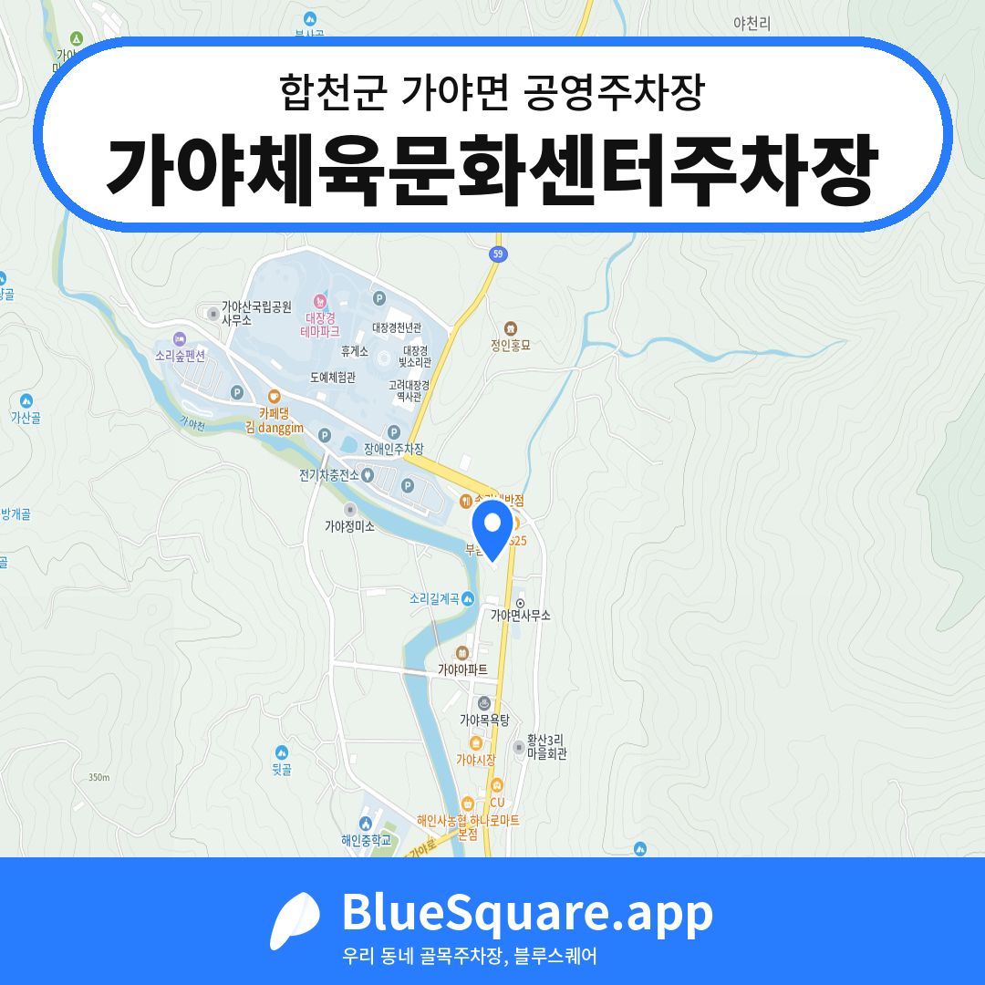 가야체육문화센터주차장 위치 지도 — 경남 합천군 가야면 | 블루스퀘어 주차