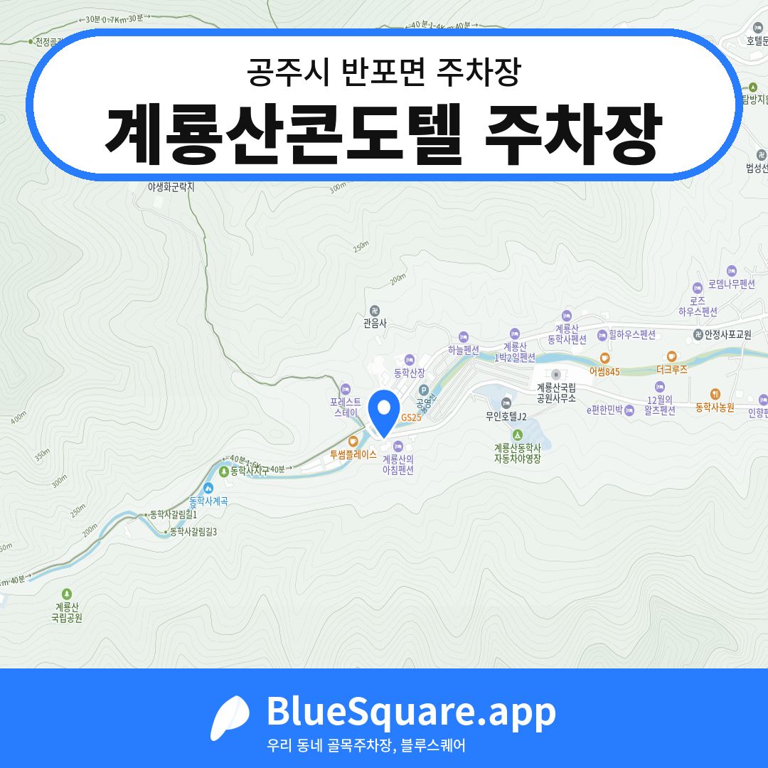계룡산콘도텔 주차장 위치 지도 — 충남 공주시 반포면 | 블루스퀘어 주차