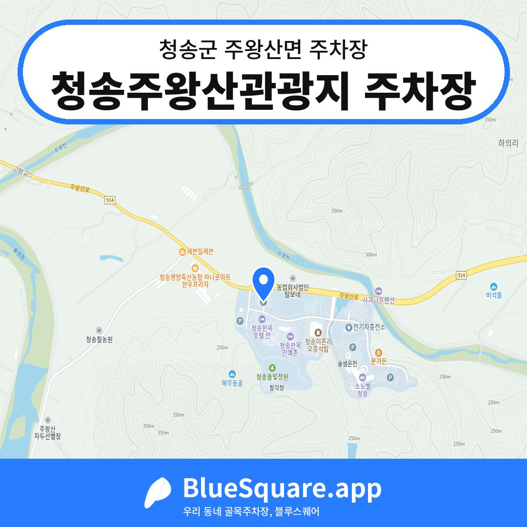 청송주왕산관광지 주차장 위치 지도 — 경북 청송군 주왕산면 | 블루스퀘어 주차