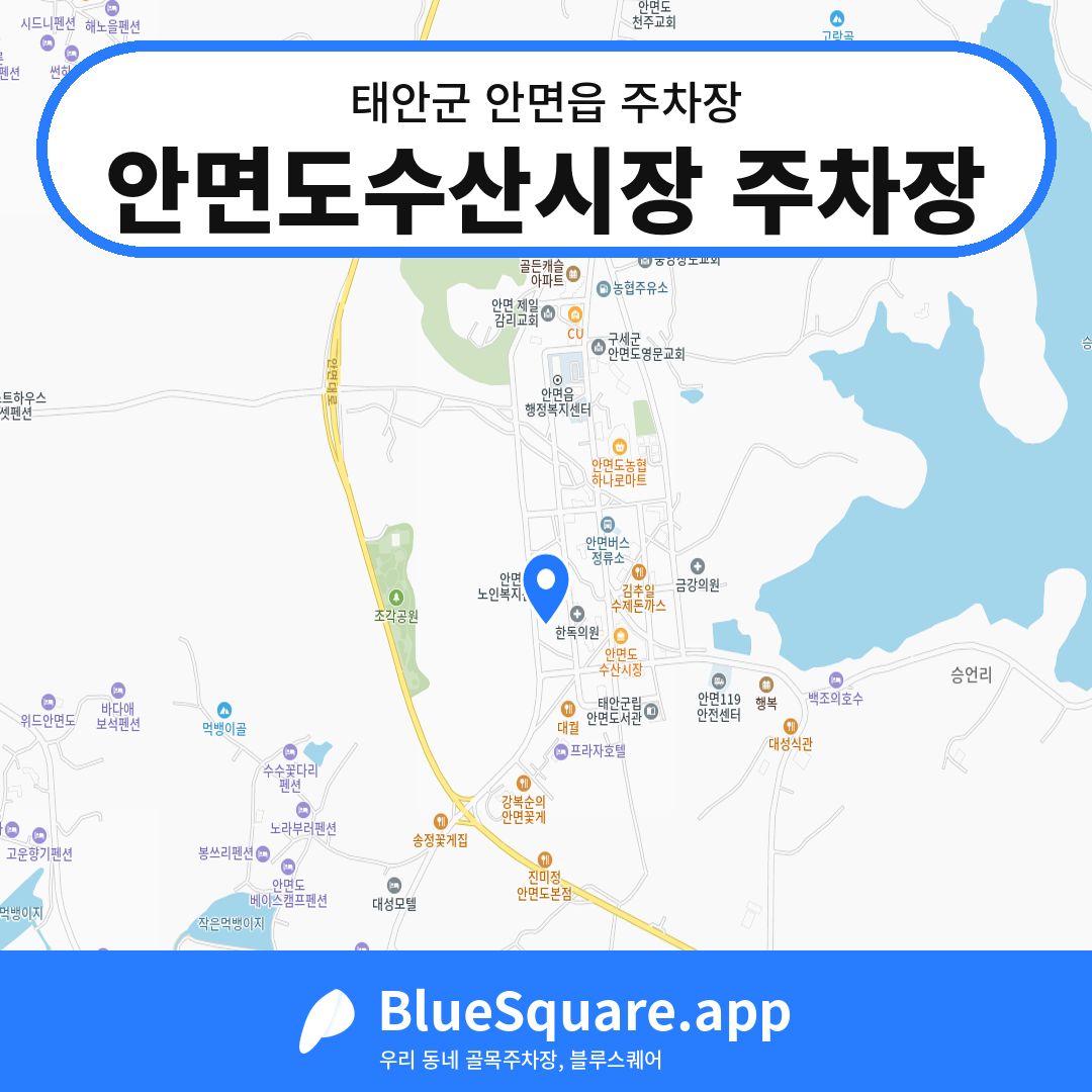 안면도수산시장 주차장 위치 지도 — 충남 태안군 안면읍 | 블루스퀘어 주차