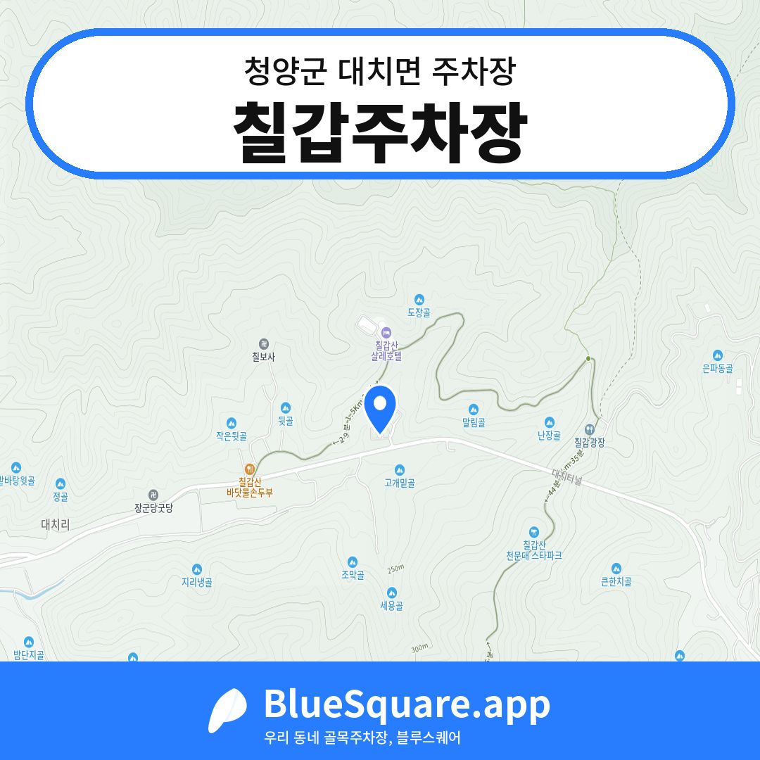 칠갑주차장 위치 지도 — 충남 청양군 대치면 | 블루스퀘어 주차