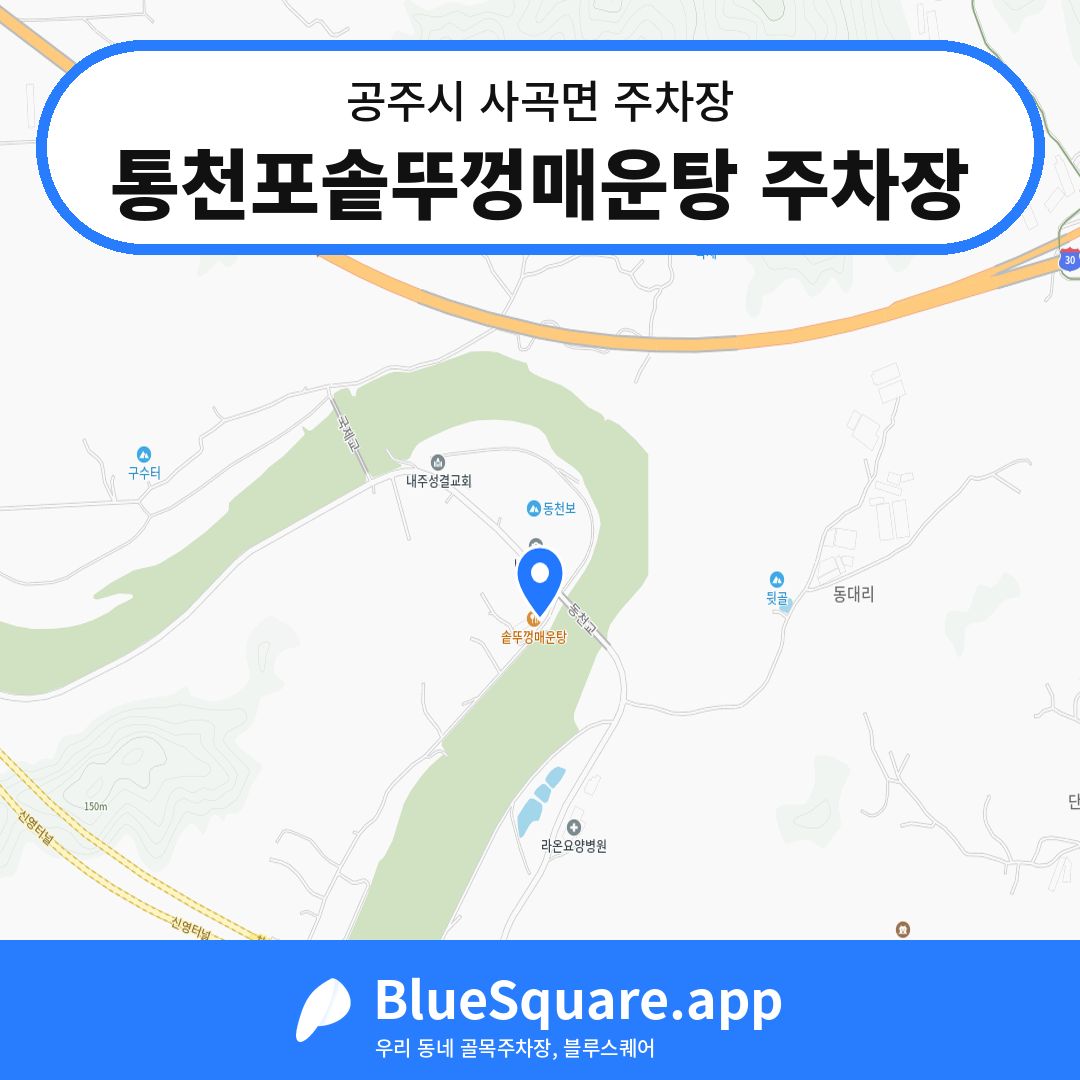 통천포솥뚜껑매운탕 주차장 위치 지도 — 충남 공주시 사곡면 | 블루스퀘어 주차