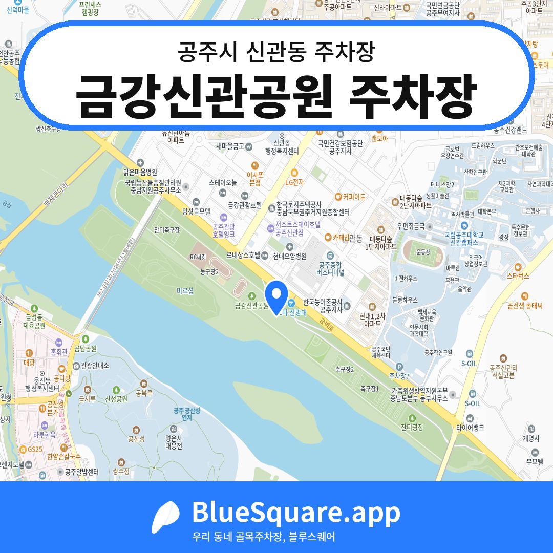 금강신관공원 주차장 위치 지도 — 충남 공주시 신관동 | 블루스퀘어 주차