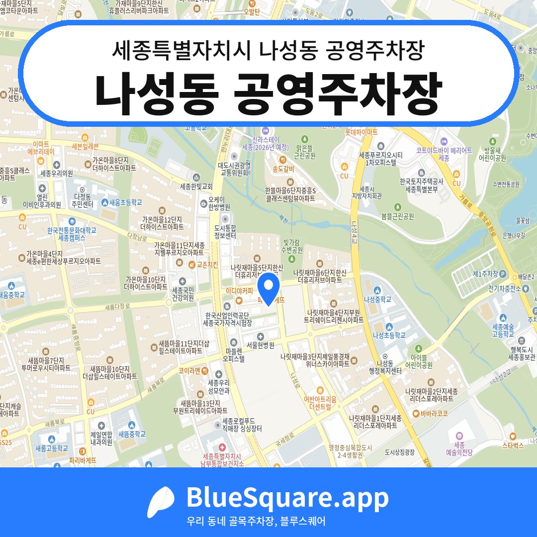 나성동 공영주차장 위치 지도 — 세종 세종특별자치시 나성동 | 블루스퀘어 주차