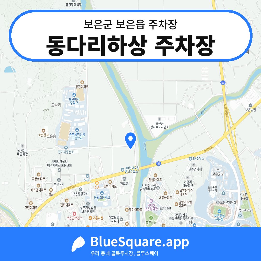 동다리하상 주차장 위치 지도 — 충북 보은군 보은읍 | 블루스퀘어 주차