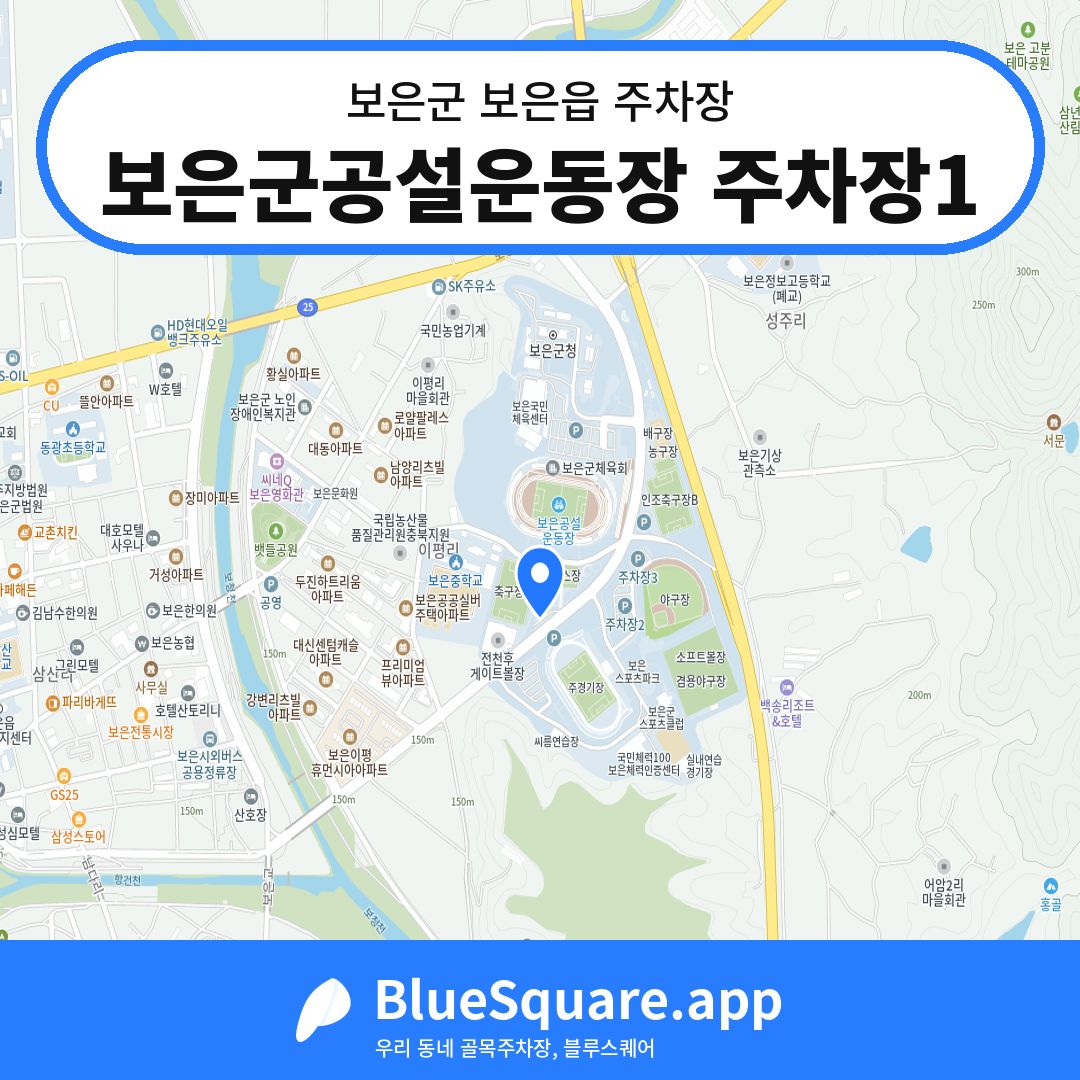 보은군공설운동장 주차장1 위치 지도 — 충북 보은군 보은읍 | 블루스퀘어 주차