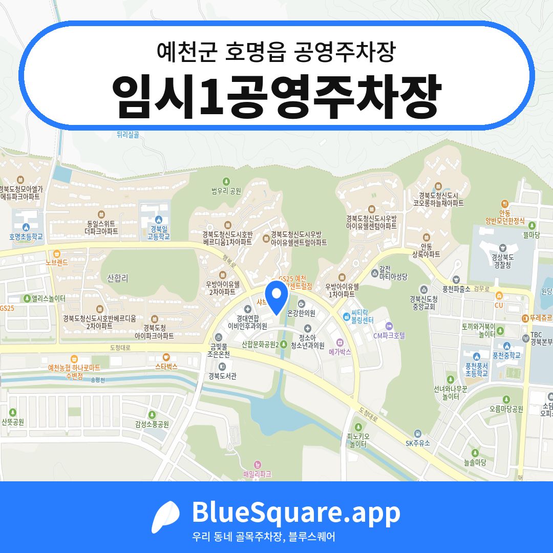 임시1공영주차장 위치 지도 — 경북 예천군 호명읍 | 블루스퀘어 주차