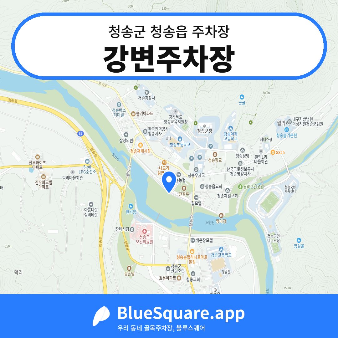 강변주차장 위치 지도 — 경북 청송군 청송읍 | 블루스퀘어 주차