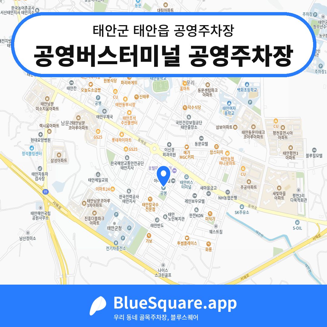 공영버스터미널 공영주차장 위치 지도 — 충남 태안군 태안읍 | 블루스퀘어 주차